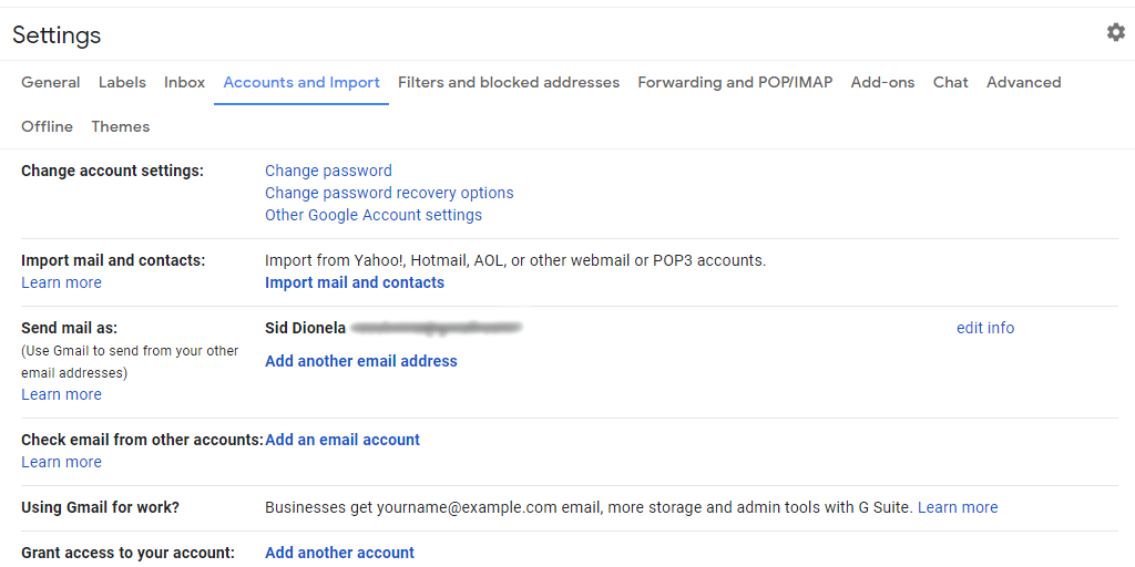 Information Gmail Accounts and Import Interface